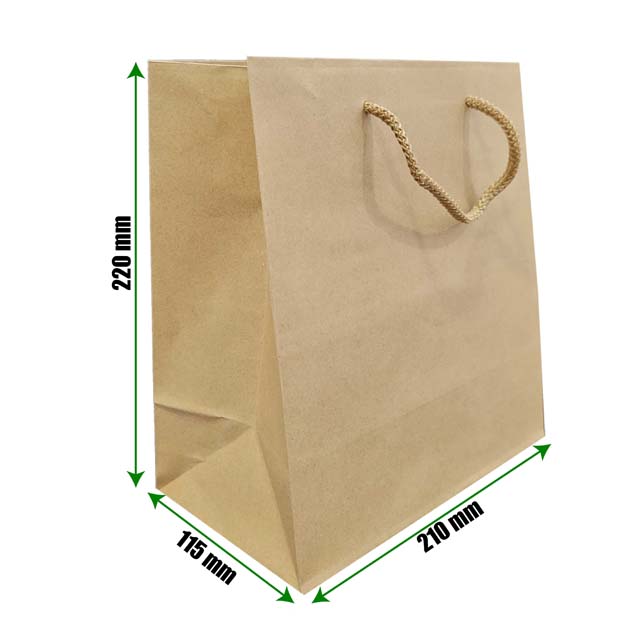 paper bag with pp cord handle brown color