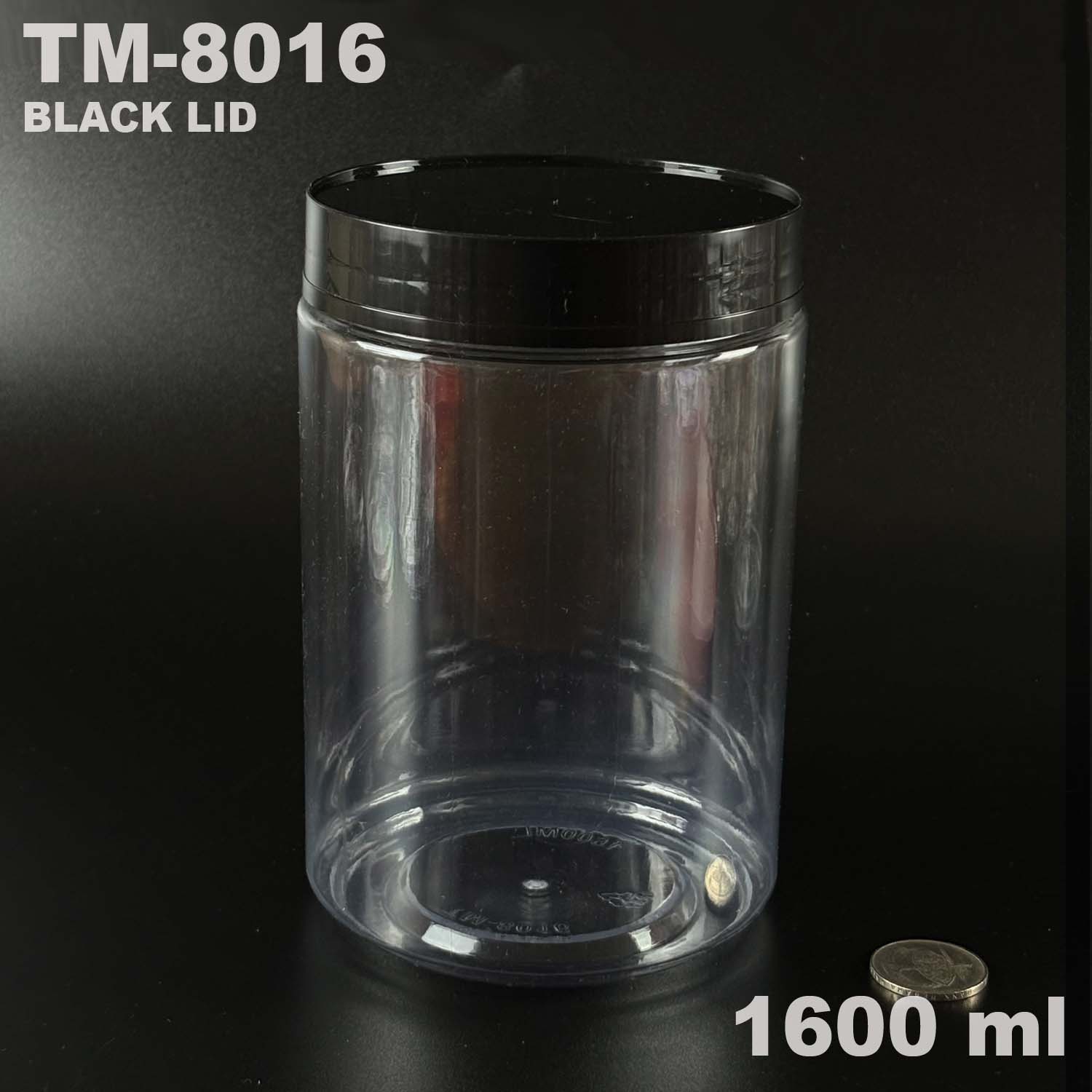 pet bottle tm-8016 1600 ml with black lid for snack packing
