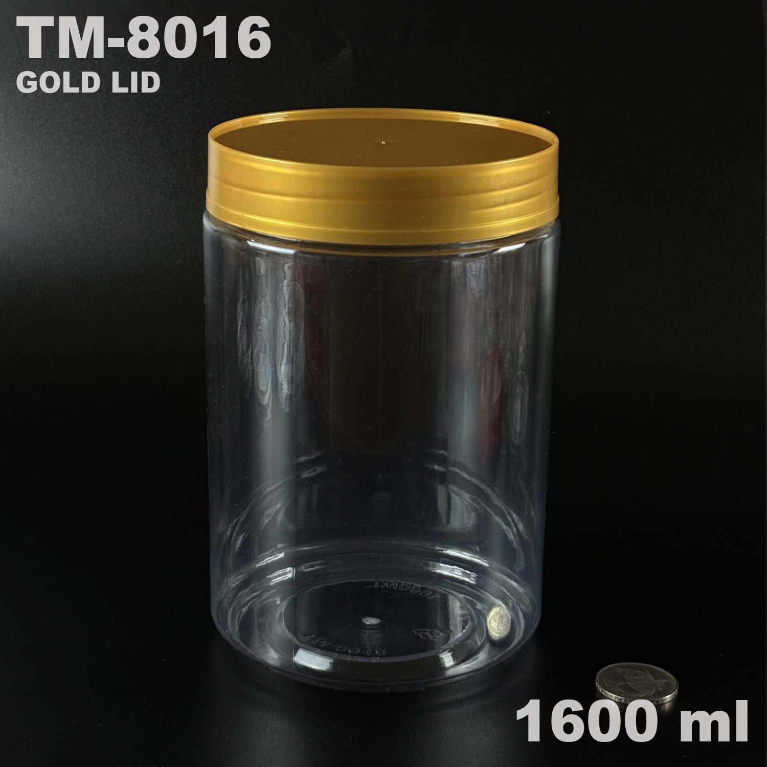 pet bottle 1600 ml with gold lid for cookies packing