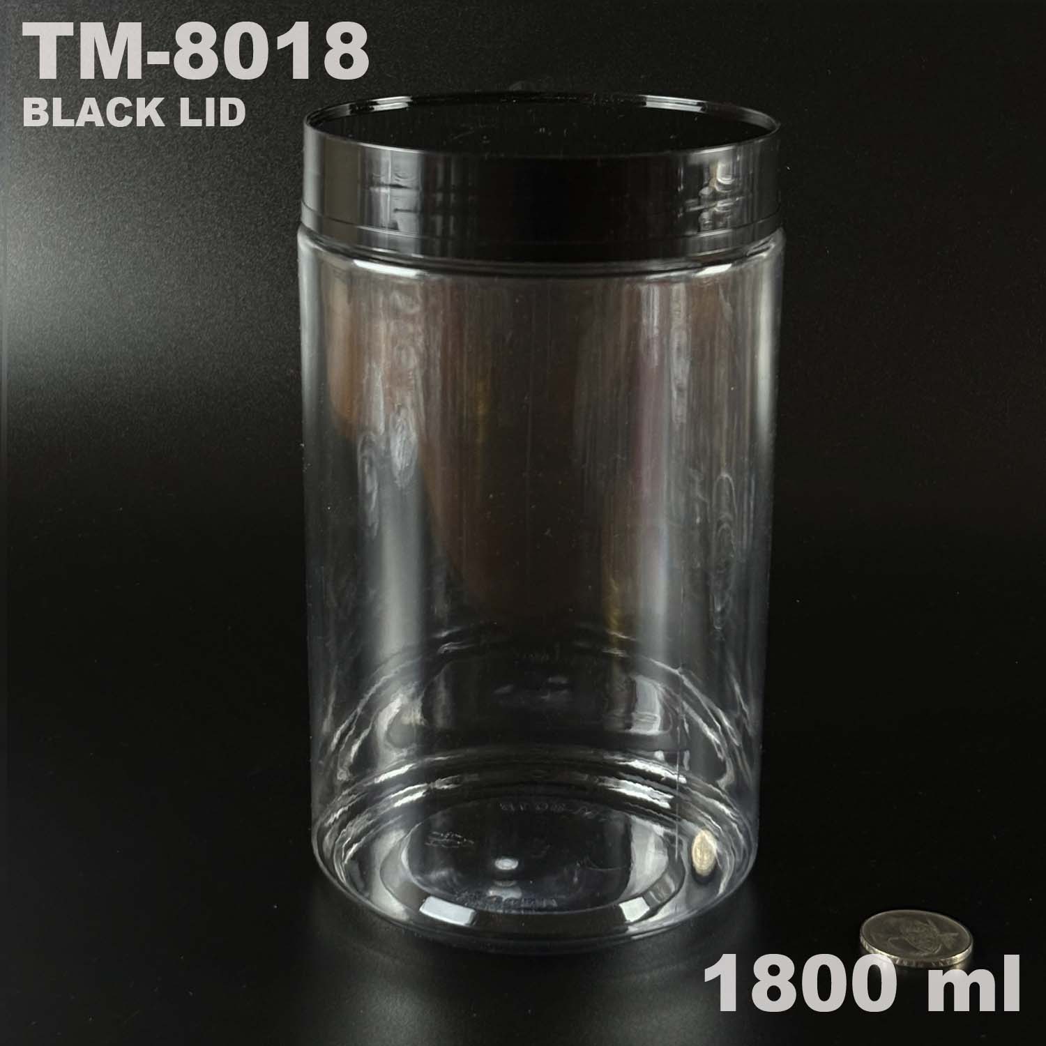 pet bottle tm-8018 1800 ml with black lid for snack packing