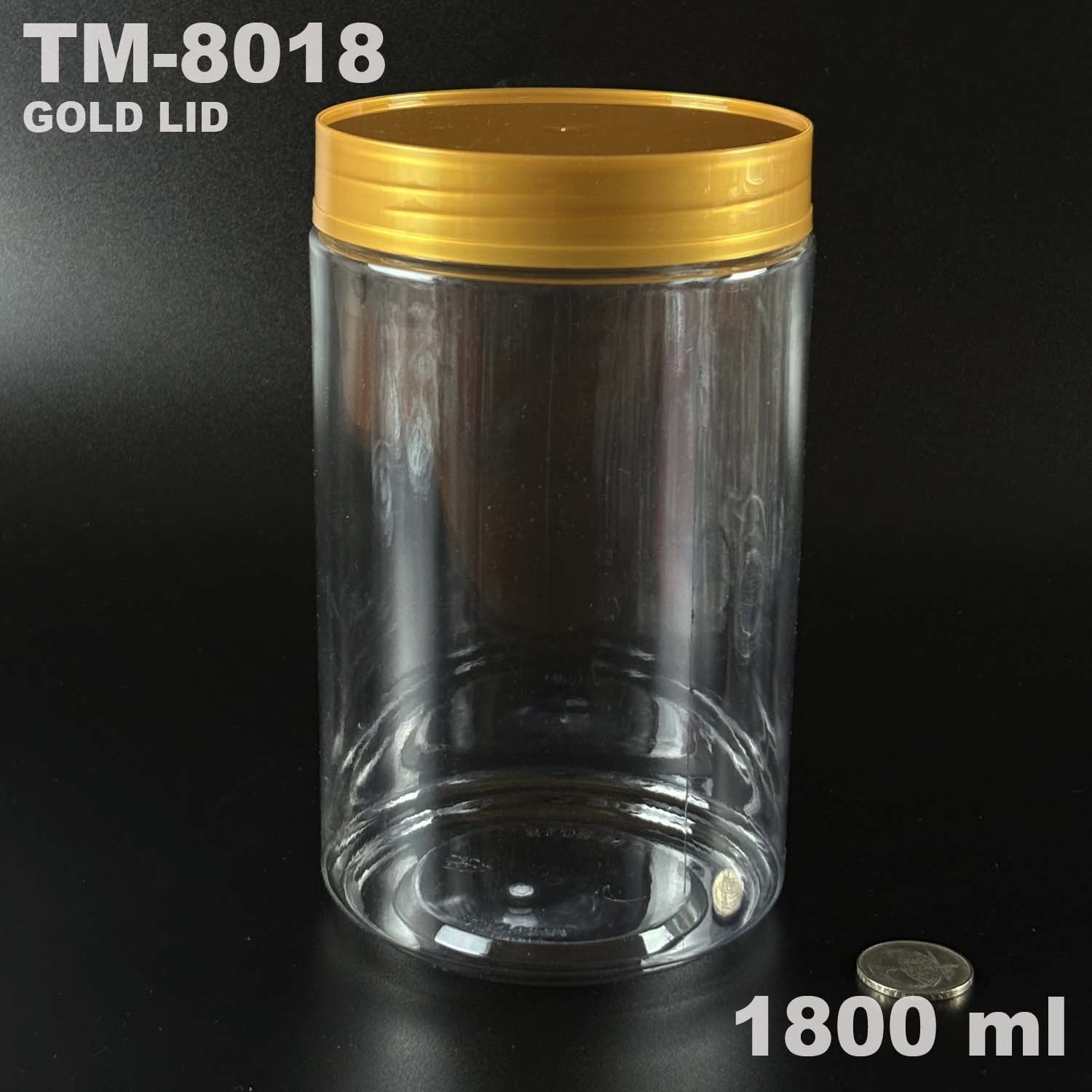 pet bottle 1800 ml with gold lid for cookies packing