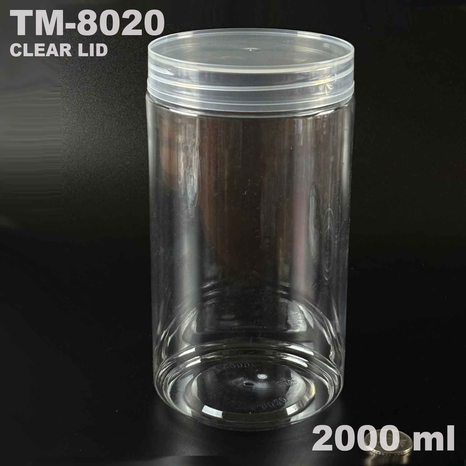 pet bottle 2000 ml with clear lid for snack packing