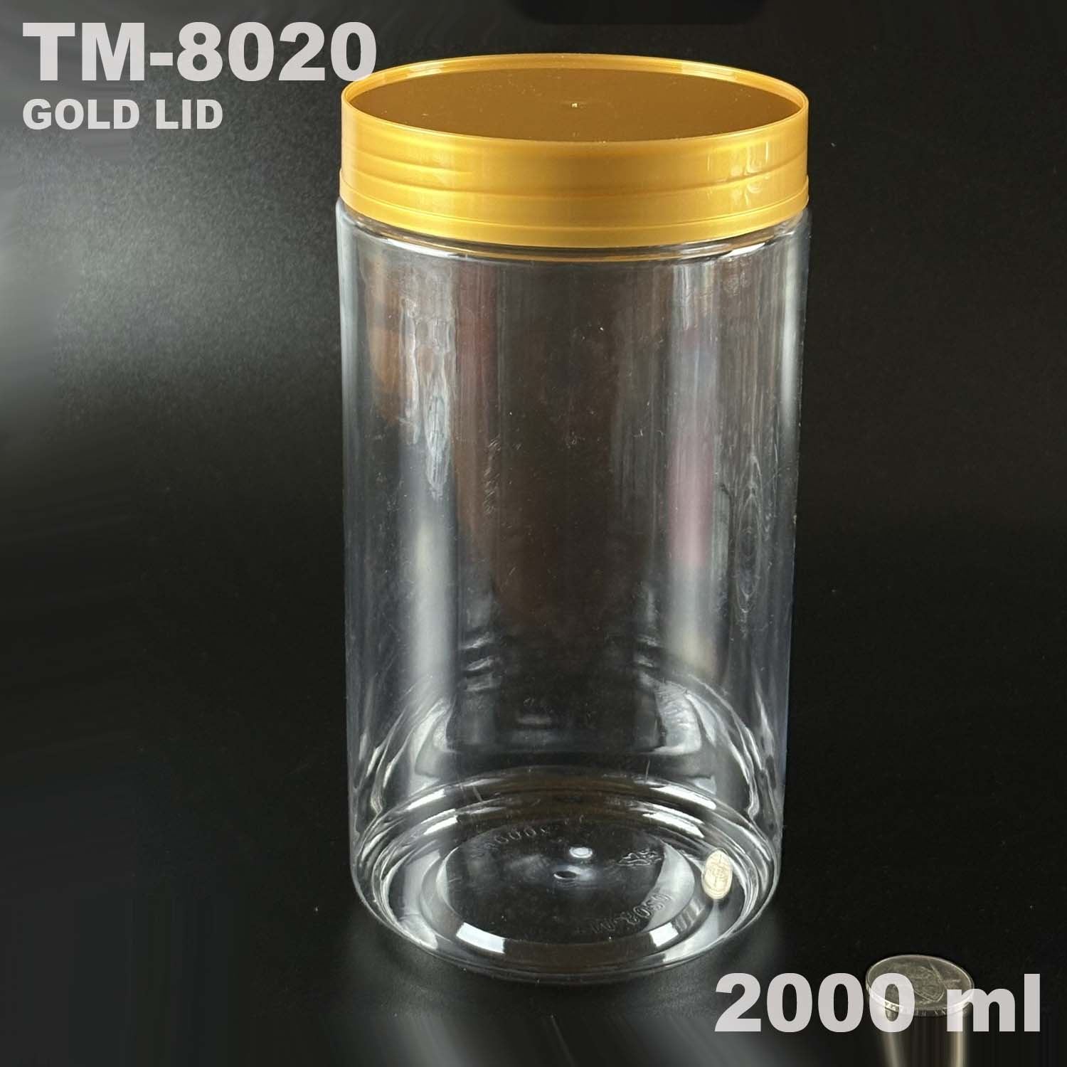 pet bottle 2000 ml with gold lid for snack packing